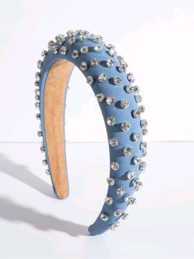 Στέκα μαλλιών jean με strass