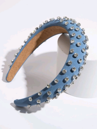 Στέκα μαλλιών jean με strass
