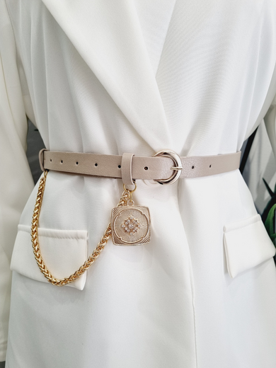 Belt with buckle and chain