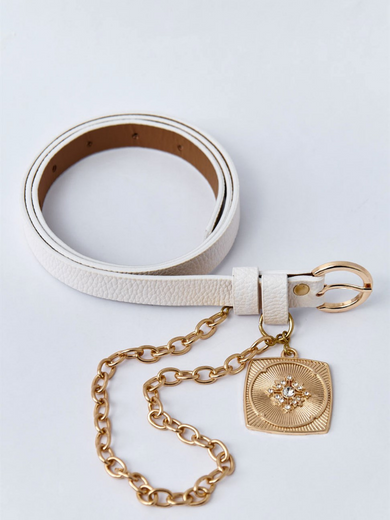 Belt with buckle and chain