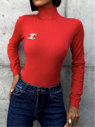 Knitted turtleneck blouse