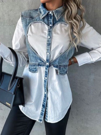 Shirt with jean vest