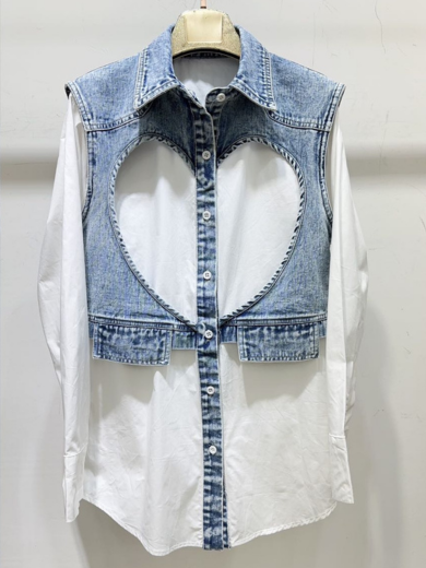 Shirt with jean vest