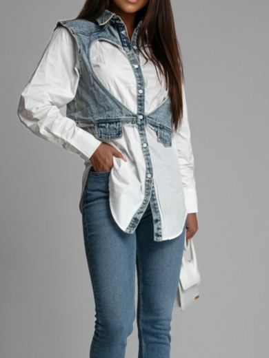 Shirt with jean vest